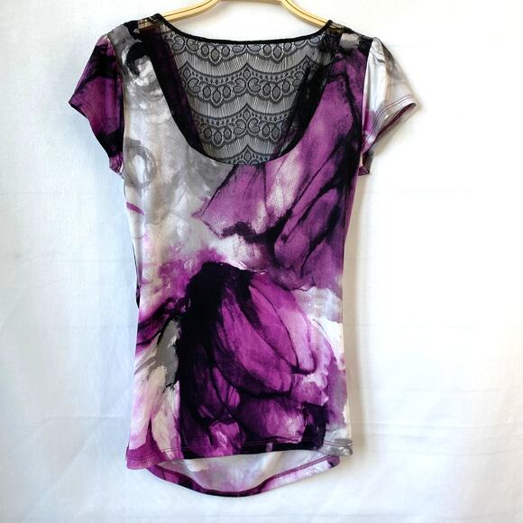 Vintage Y2K Wrapper Cowl Neck Top Women S Purple Lace Grunge‎ Witchy Whimsigoth - Picture 2 of 8